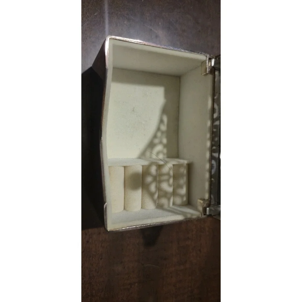 Silver Plated Filigree Trinket Jewelry Box T.R. 3 1/2X2 1/2X2 1/4